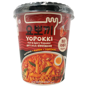 Yopokki Hot & Spicy рисовые клецки с лапшой рапокки с острым пряным соусом