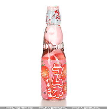 Hatakosen Ramune Strawberry Газированный Напиток Рамунэ Клубника