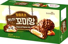 Samjin шоколадное моти с ореховой начинкой, 216 г