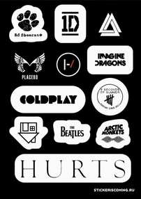 Лист стикеров Music Logo Музыкальные Логотипы