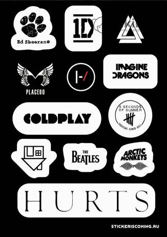Лист стикеров Music Logo Музыкальные Логотипы