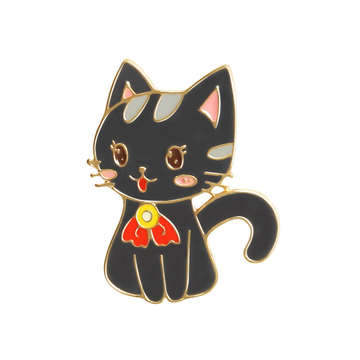 Neko Черный котик металлический пин