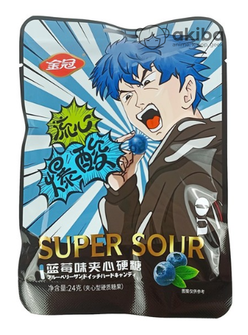 Кислые конфеты Super Sour со вкусом черника, 24 г