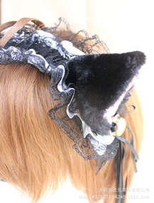 Neko Mimi кошачьи ушки на ободке с колокольчиками и лентой 2, черные