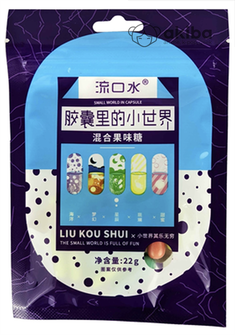 Жевательные конфеты LIU KOU SHUI в глазури в форме капсул (ассорти), 22 г