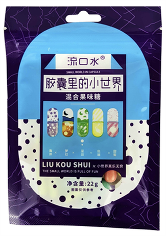 Жевательные конфеты LIU KOU SHUI в глазури в форме капсул (ассорти), 22 г