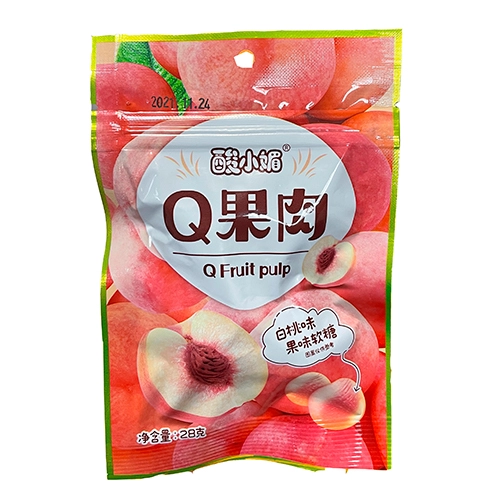 Мармеладные фрукты Q Fruit pulp со вкусом персика, 28 г