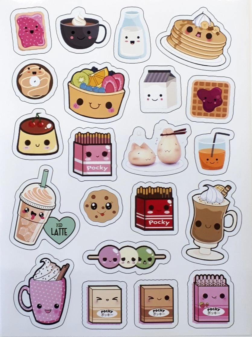 Kawaii Food Sticker Милая Еда Лист Стикеров