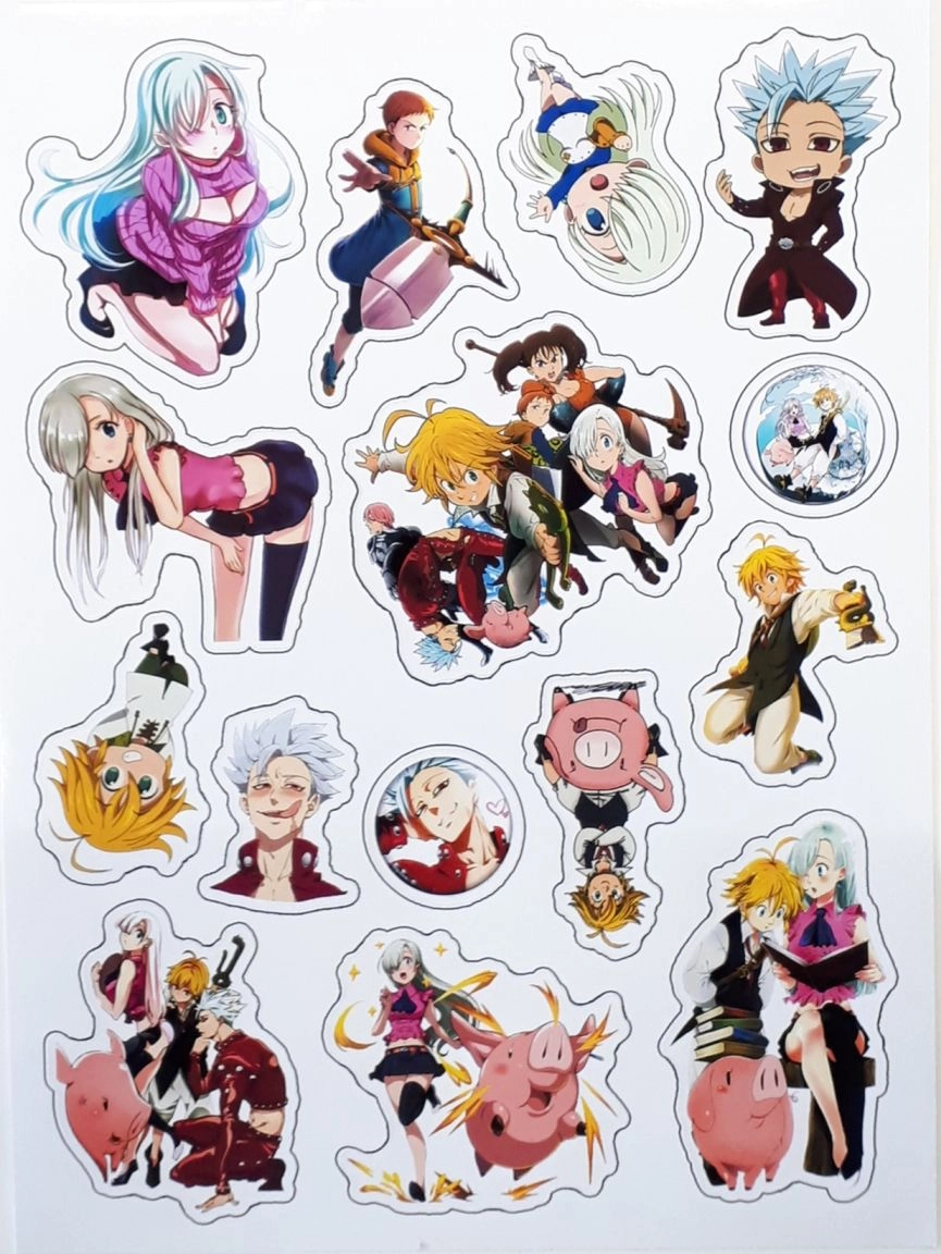 Nanatsu no Taizai Sticker Семь Смертных Грехов Лист Стикеров