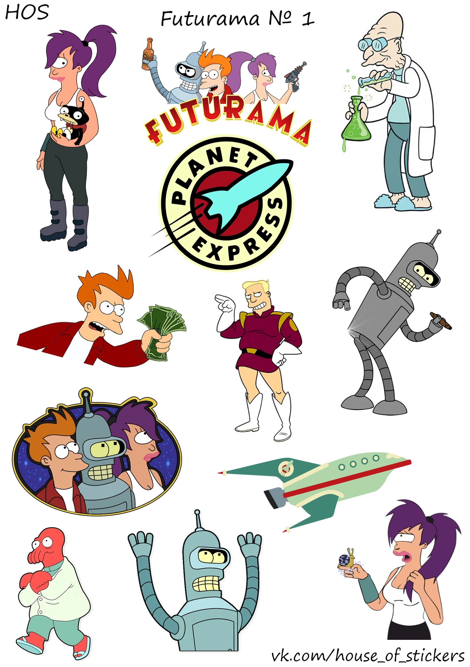 Лист Стикеров Futurama Футурама