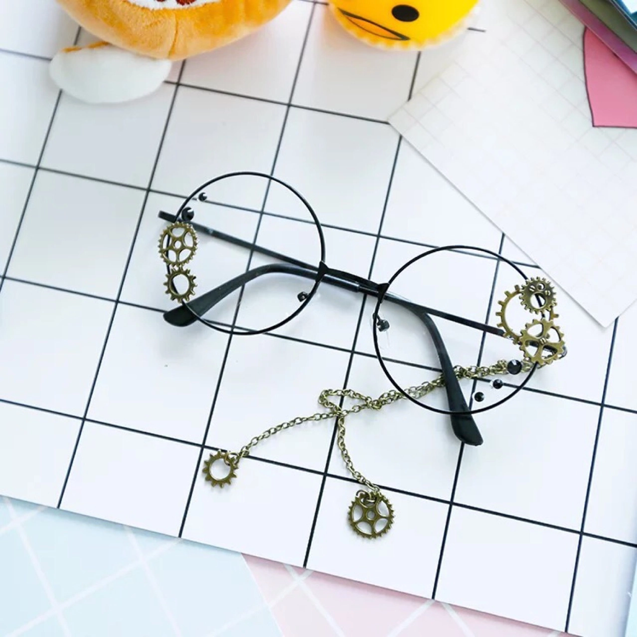 Steampunk K-pop Glases Очки Круглые