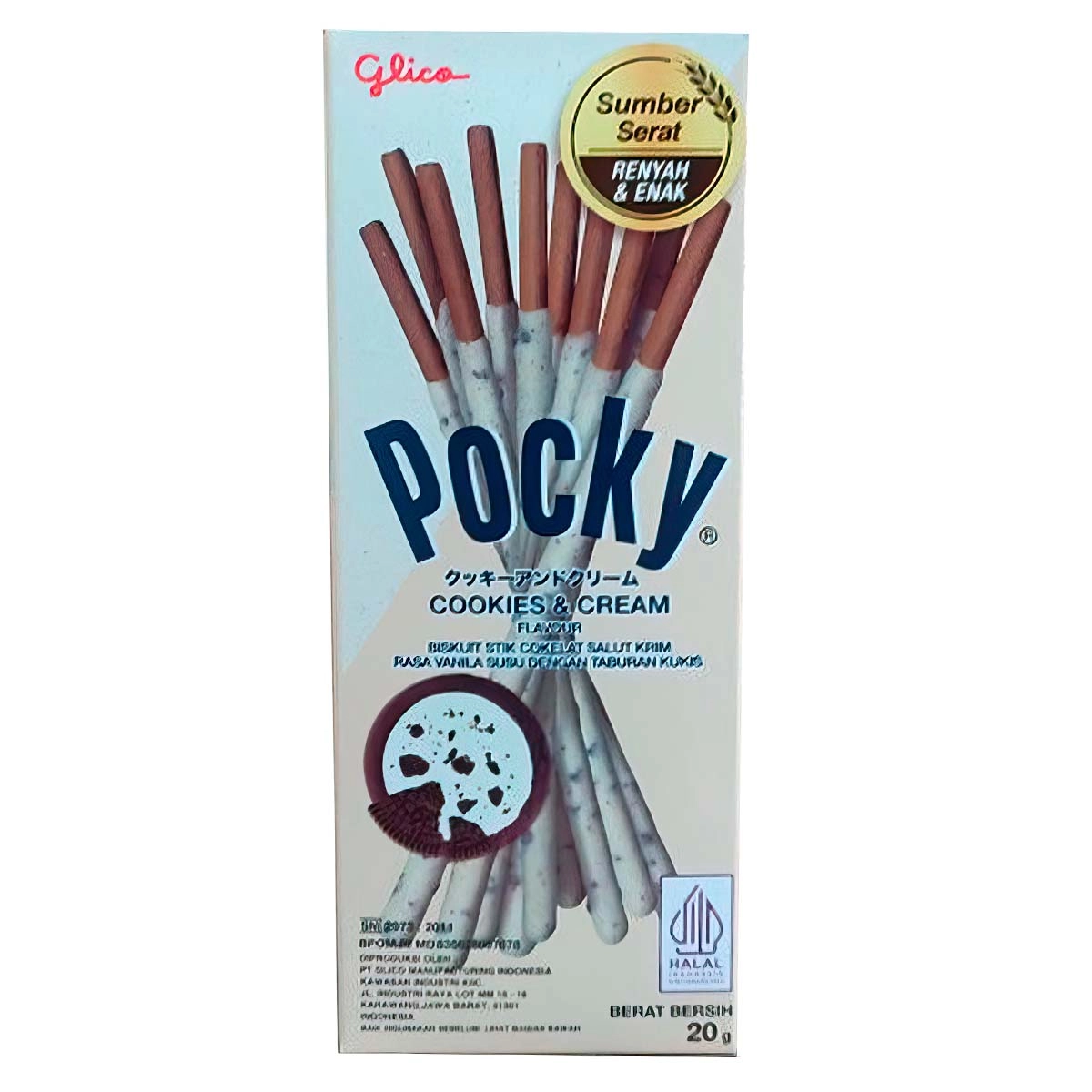 POCKY Cookies & Cream Палочки в шоколадной глазури, 20 г