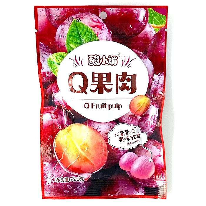 Мармеладные фрукты Q Fruit pulp со вкусом винограда, 28 г