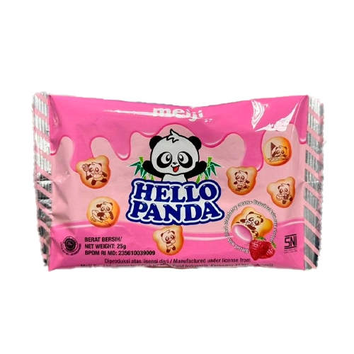 Meiji Печенье HELLO PANDA Strawberry cream с клубничным кремом, 25 г.