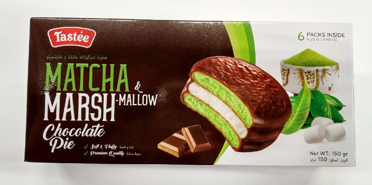 Tastee Matcha Marshmallow Chocolate Pie печенье бисквитное со вкусом зеленого чая