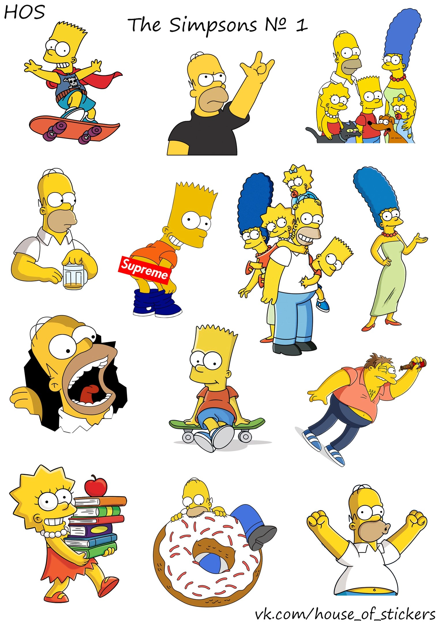 Лист Стикеров The Simpsons Симпсоны