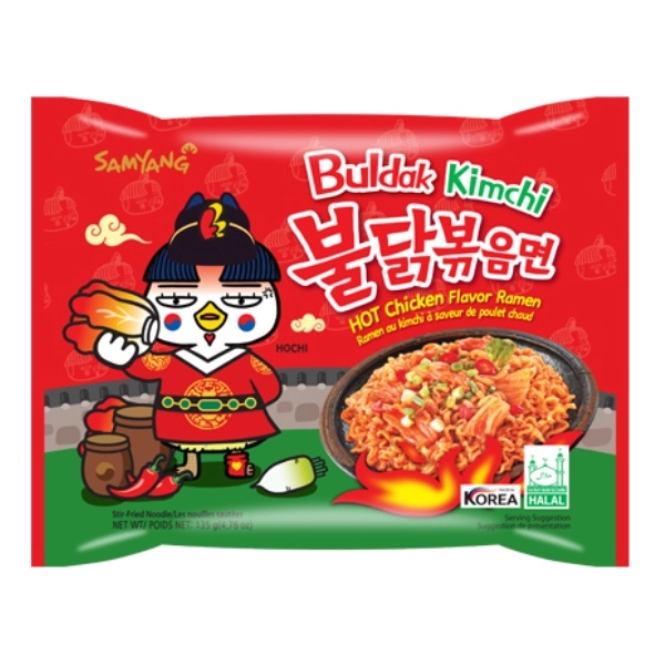 Samyang Hot Chicken Flavor Ramen Kimchi лапша со вкусом острой курицы и кимчи 135г